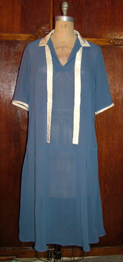 1920s Style Tie Neck Drop Waist Full Skirt Dress Custom Made in Your Size From a Vintage Pattern 1926