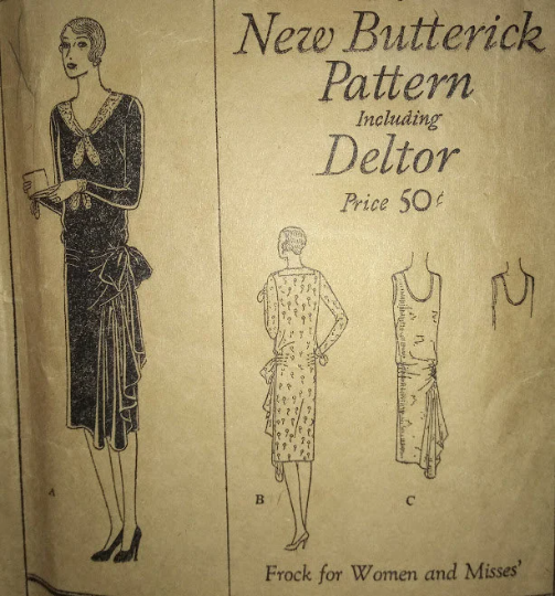 1920s Style Drop Waist Dress with Waterfall Hip Flounce Custom Made in Your Size From a Vintage Pattern 1929