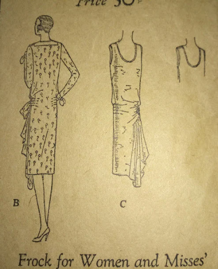1920s Style Drop Waist Dress with Waterfall Hip Flounce Custom Made in Your Size From a Vintage Pattern 1929