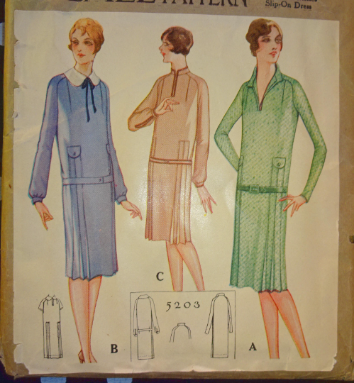 1920s Style Asymmetrical V Neck Band Drop Waist Dress with Side Ways Art Deco Hip Flounce Custom Made in Your Size From a Vintage Pattern 1928