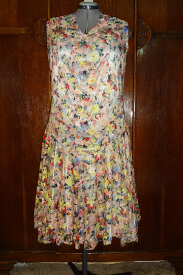 1920s Style V Neck Drop Waist Dress with Scalloped Full Circle Skirt Custom Made in Your Size From a Vintage Pattern 1928