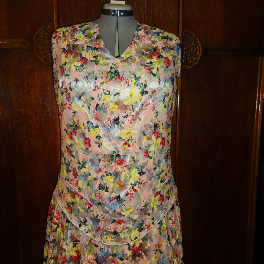 1920s Style V Neck Drop Waist Dress with Scalloped Full Circle Skirt Custom Made in Your Size From a Vintage Pattern 1928