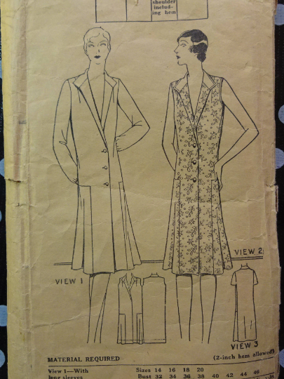 1920s Style Button Up Drop Waist Flair Skirt Dress Custom Made in Your Size From a Vintage Pattern 1929