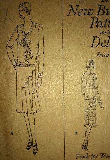 1920s Style Asymmetrical Drop Waist Dress with Front Pleated Skirt Custom Made in Your Size From a Vintage Pattern 1929