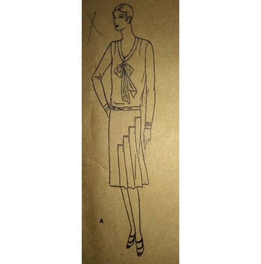 1920s Style Asymmetrical Drop Waist Dress with Front Pleated Skirt Custom Made in Your Size From a Vintage Pattern 1929