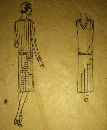 1920s Style Asymmetrical Drop Waist Dress with Front Pleated Skirt Custom Made in Your Size From a Vintage Pattern 1929