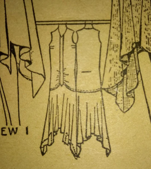 1920s Style Drop Waist Dress with V Neck Jabot and Full Skirt Handkerchief Hem Custom Made in Your Size From a Vintage Pattern 1929