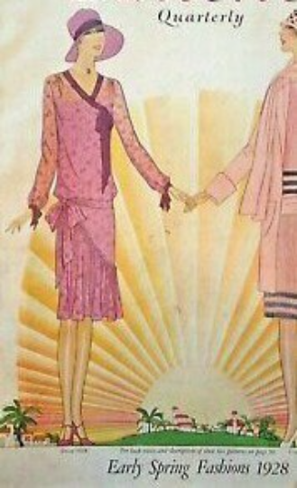 1920s Style V Neck Drop Waist Dress with Asymmertical Skirt Flounce Custom Made in Your Size From a Vintage Pattern 1928