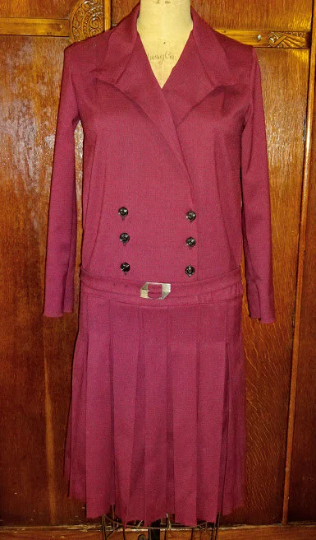 1920s Style Double Breasted Drop Waist Dress with Shawl Collar Custom Made in Your Size From a Vintage Pattern 1927