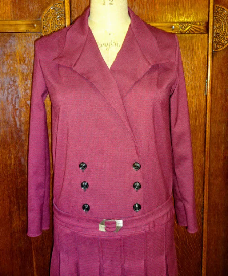 1920s Style Double Breasted Drop Waist Dress with Shawl Collar Custom Made in Your Size From a Vintage Pattern 1927