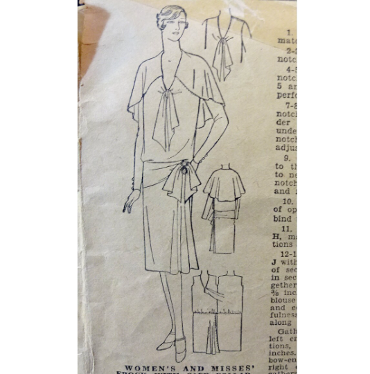 1920s Style Cape Collar Drop Waist Long Sleeve Dress Custom Made in Your Size From a Vintage Pattern 1929