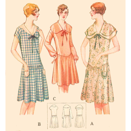 1920s Style Basic Day Dress with Shawl Collar and Gathered Skirt Custom Made in Your Size From a Vintage Pattern 1927