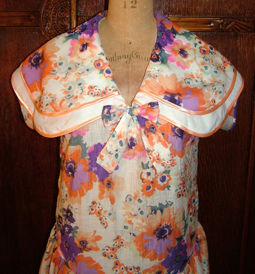 1920s Style Basic Day Dress with Shawl Collar and Gathered Skirt Custom Made in Your Size From a Vintage Pattern 1927