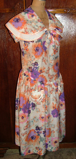 1920s Style Basic Day Dress with Shawl Collar and Gathered Skirt Custom Made in Your Size From a Vintage Pattern 1927