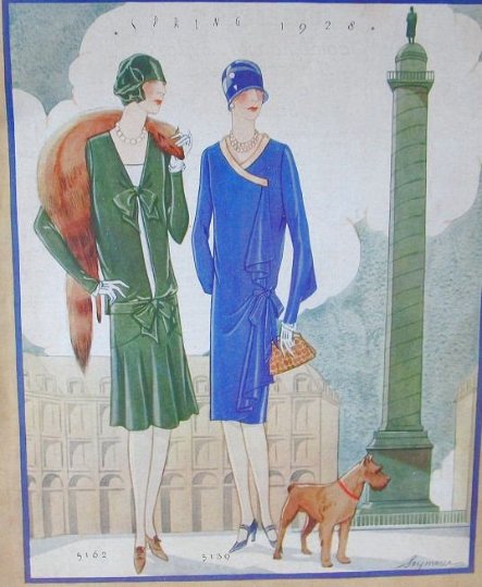 1920s Style Drop Waist Long Sleeve Dress with Tie Front Custom Made in Your Size From a Vintage Pattern 1927