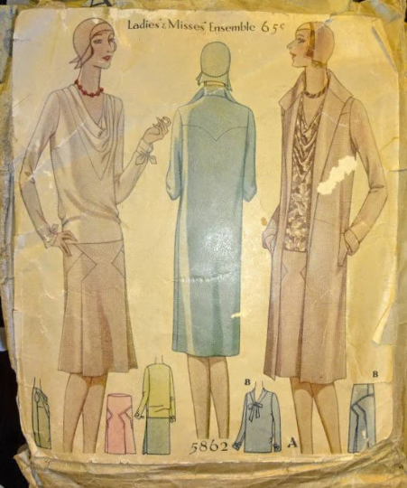 1920s Style Cowl Neck Blouse Art Deco Skirt and Jacket Custom Made in Your Size From a Vintage Pattern 1929