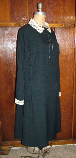 1920s Style Basic Day Dress with Front Waist Tucks and Flared Back Skirt Custom Made in Your Size From a Vintage Pattern 1925