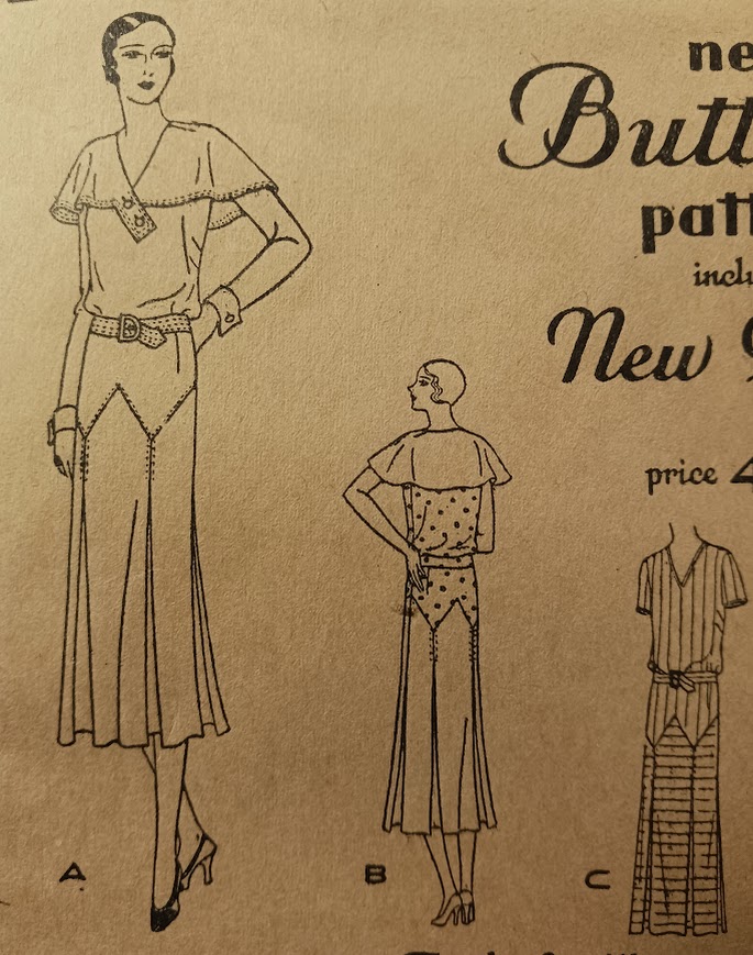 1930s Style Cape Collar Day Dress with W Shaped Hipline and Pleated Skirt Custom Made in Your Size From a Vintage Pattern 1930