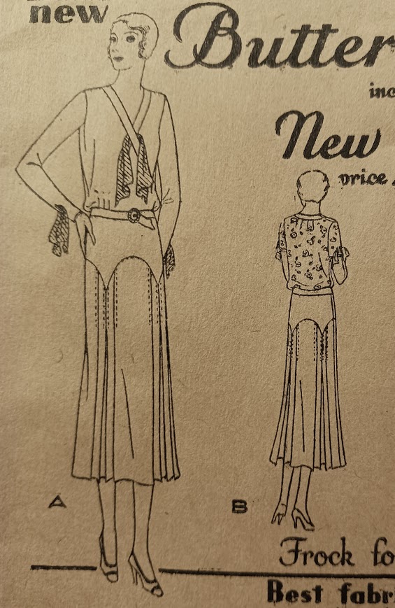 1930s Style V Neck Day Dress with W Shaped Hipline and Pleated Skirt Custom Made in Your Size From a Vintage Pattern 1930