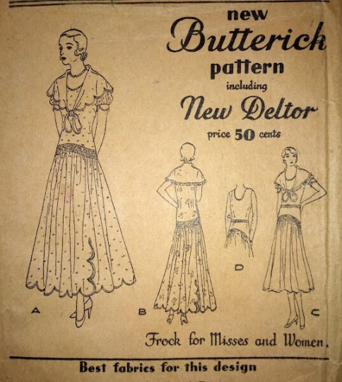 1930s Style Dropped Waist Fichu Collar Day Dress with Long Shirred Fluttery Skirt Custom Made in Your Size From a Vintage Pattern 1930