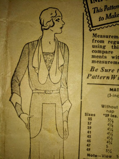 1930s Style Deep V Neck Dress with Jabot Collar Art Deco Shaped Seams and Full Skirt Custom Made in Your Size From a Vintage Pattern 1931