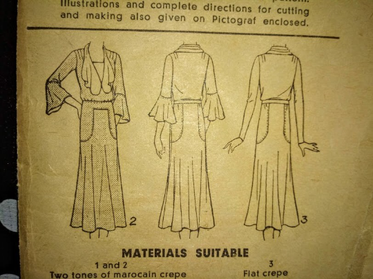 1930s Style Deep V Neck Dress with Jabot Collar Art Deco Shaped Seams and Full Skirt Custom Made in Your Size From a Vintage Pattern 1931