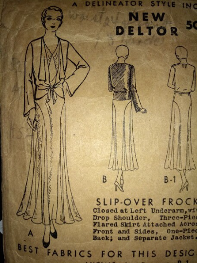 1930s Style 2pc V Neck Sleeveless Dress with Art Deco Seam Details and Over Blouse Custom Made in Your Size From a Vintage Pattern 1931