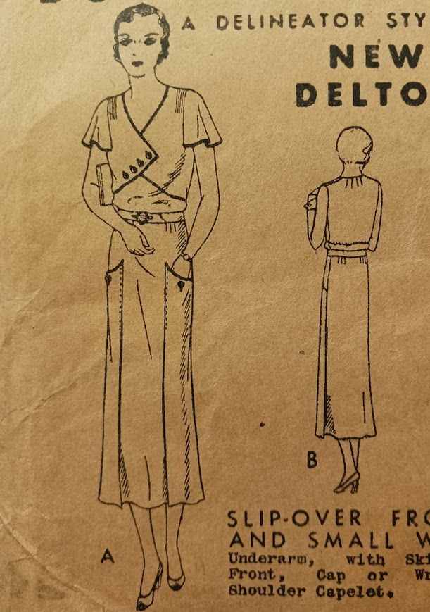 1930s Style Surplice Flutter Sleeve Dress with Pleated Skirt Custom Made in Your Size From a Vintage Pattern 1931