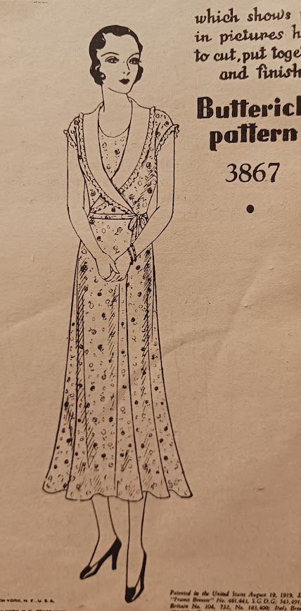 1930s Style Shawl Collar Casual Day Dress with Fluttery A-Line Skirt Custom Made in Your Size From a Vintage Pattern 1931