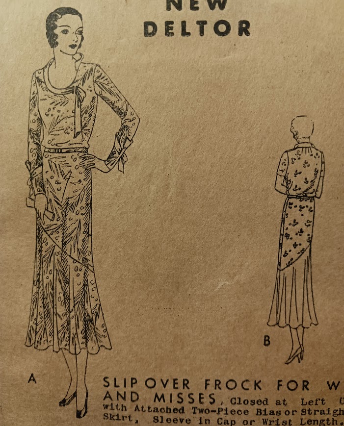 1930s Style Scarf Collar Drop Waist Dress with Asymmetrical Circular Hem Custom Made in Your Size from a Vintage Pattern 1931