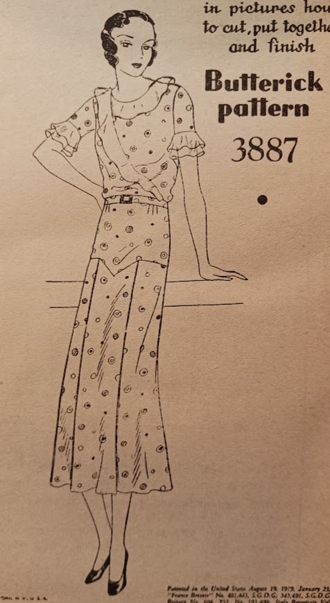 1930s Style Drop Waist Ruffle Collar Day Dress with Pleated Skirt Custom Made in Your Size From a Vintage Pattern 1931