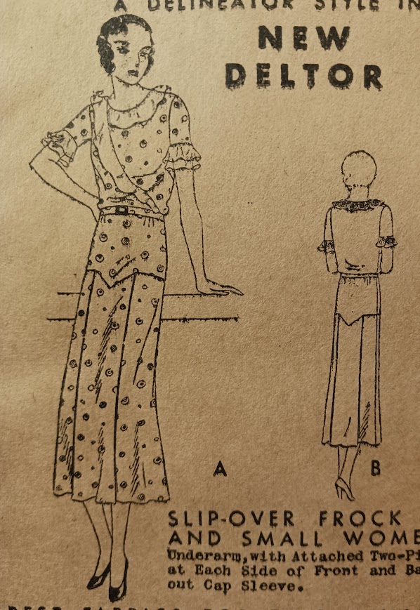 1930s Style Drop Waist Ruffle Collar Day Dress with Pleated Skirt Custom Made in Your Size From a Vintage Pattern 1931