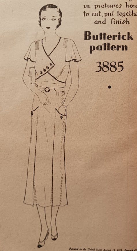 1930s Style Surplice Flutter Sleeve Dress with Pleated Skirt Custom Made in Your Size From a Vintage Pattern 1931