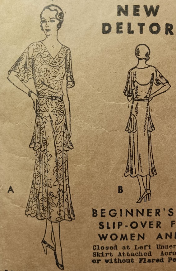 1930s Style Bertha Cape Collar Dress with Fluttery Art Deco Skirt Custom Made in Your Size From a Vintage Pattern 1931