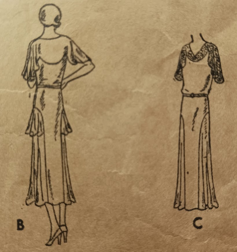 1930s Style Bertha Cape Collar Dress with Fluttery Art Deco Skirt Custom Made in Your Size From a Vintage Pattern 1931