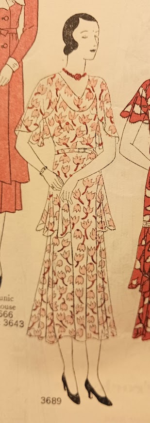 1930s Style Bertha Cape Collar Dress with Fluttery Art Deco Skirt Custom Made in Your Size From a Vintage Pattern 1931