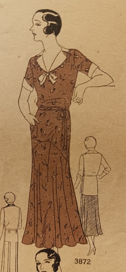 1930s Style Drop Waist Morning Frock with Notched Collar and Circular Skirt Custom Made in Your Size from a Vintage Pattern 1931