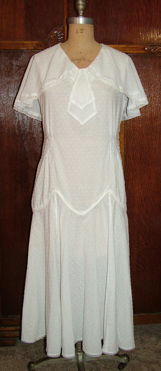 1930s Style Cape Collar Day Dress with Long Pointed Fluttery Skirt Custom Made in Your Size From a Vintage Pattern 1932