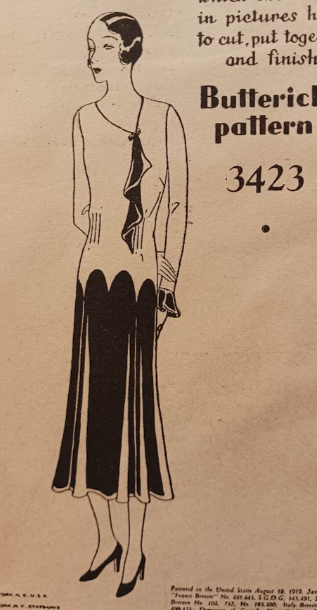 1930s Style Asymmetrical Jabot Dress with Drop Waist & Gothic Pointed Seams Details Custom Made in Your Size From a Vintage Pattern 1931