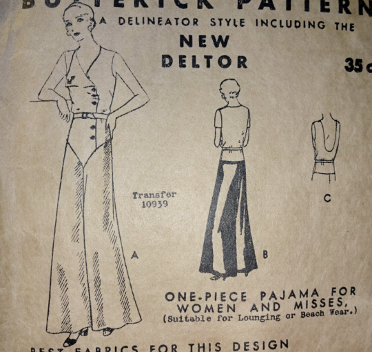 1930s Style Nautical Beach Pajamas Pyjamas Custom Made in Your Size From a Vintage Pattern 1931