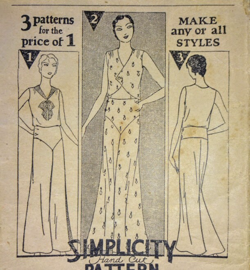 1930s Style 3pc Beach Pajamas Pyjamas Blouse Vest and Trousers Custom Made in Your Size From a Vintage Pattern 1930