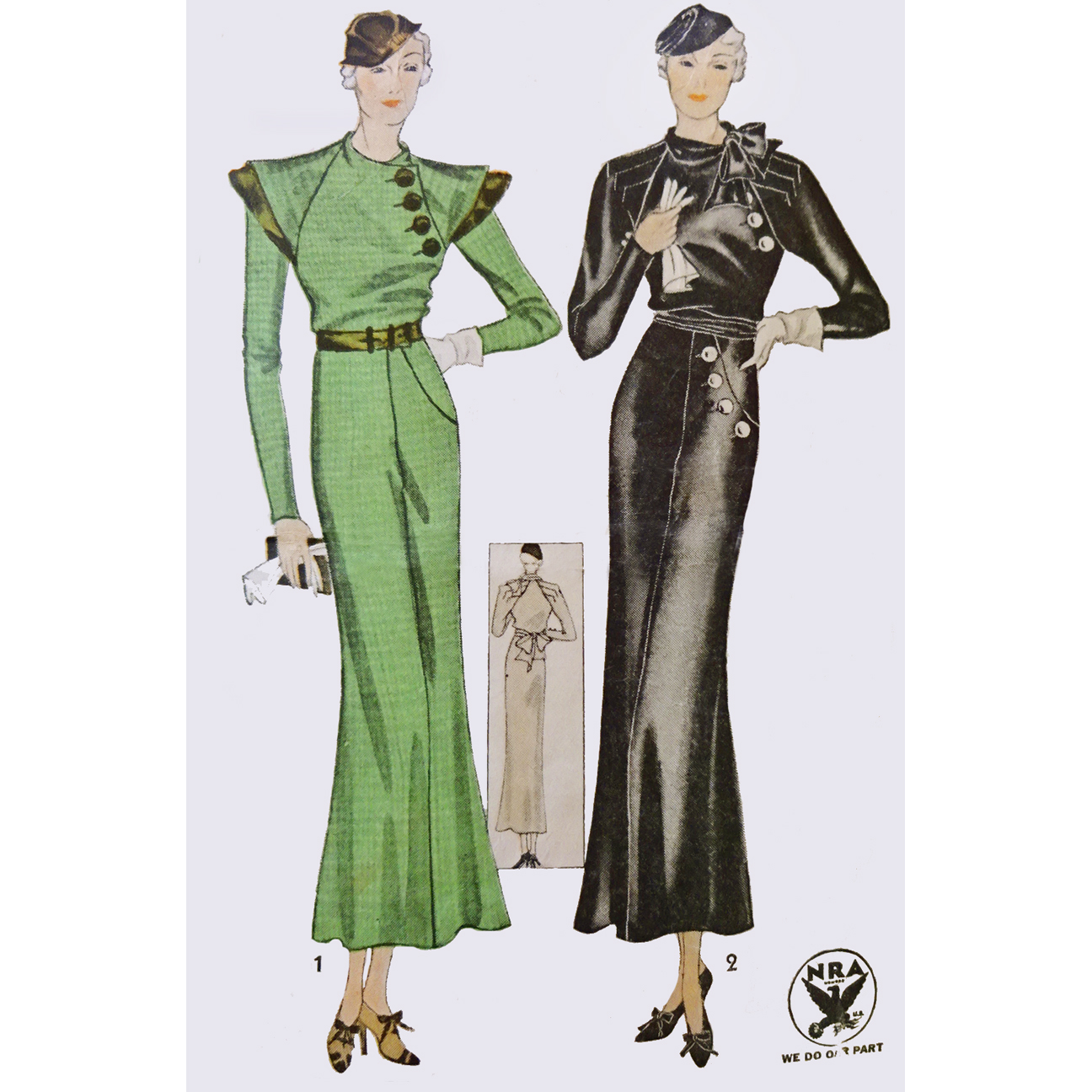 1930s Style Sci Fi Shoulder Dress with Assymetricle Bodice and Slim Skirt Custom Made in Your Size From a Vintage Pattern 1933