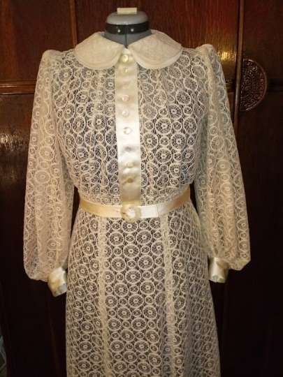 1930s Style Peter Pan Collar Button Up Dress with Full Bishop Sleeves and Mermaid Hem Custom Made in Your Size From a Vintage Pattern 1935