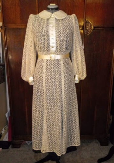 1930s Style Peter Pan Collar Button Up Dress with Full Bishop Sleeves and Mermaid Hem Custom Made in Your Size From a Vintage Pattern 1935
