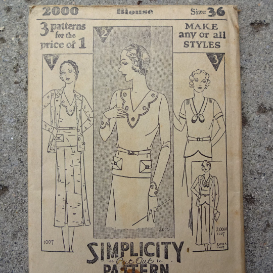 1930s Style V Neck Scalloped Yoke and Cuff Blouse with Square Pockets Custom Made in Your Size From a Vintage Pattern 1930