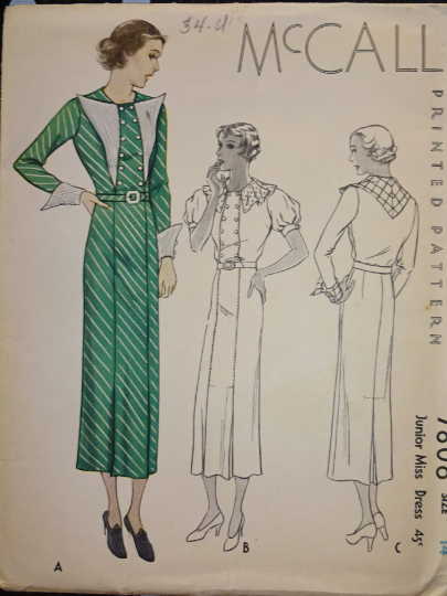 1930s Style Double Breasted Dress with Unique Wing Insets and Slim Skirt Custom Made in Your Size From a Vintage Pattern 1934