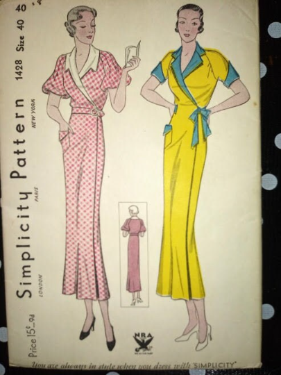 1930s Style Hooverette Wrap Around House Dress Robe Custom Made in Your Size From a Vintage Pattern 1934