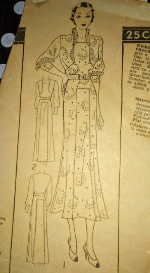 1930s Style Square Neck Dress with Art Deco Seam Lines and Slim Skirt Custom Made in Your Size From a Vintage Pattern 1934