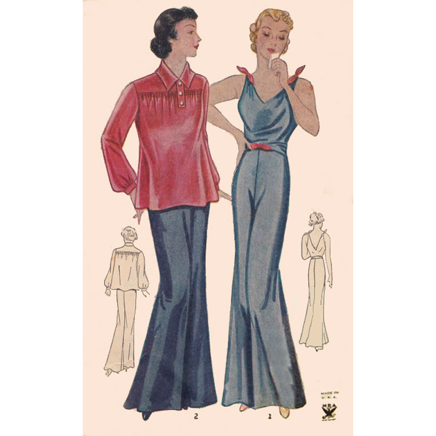 1930s Style Beach Pajamas Lounge Pyjamas Custom Made in Your Size From a Vintage Pattern 1934