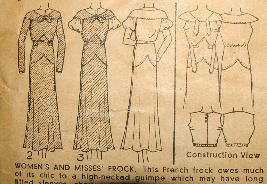 1930s 2pc Style Drop Shoulder Puff Sleeve Flair Skirt Pointed Yoke Dress and Under Blouse Custom Made in Your Size From a Vintage Pattern 1933